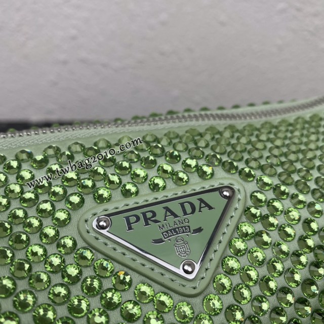 Prada專櫃新款閃鑽三角包 1BH190 普拉達閃鑽幾何圖案單肩斜挎女包 csp1031